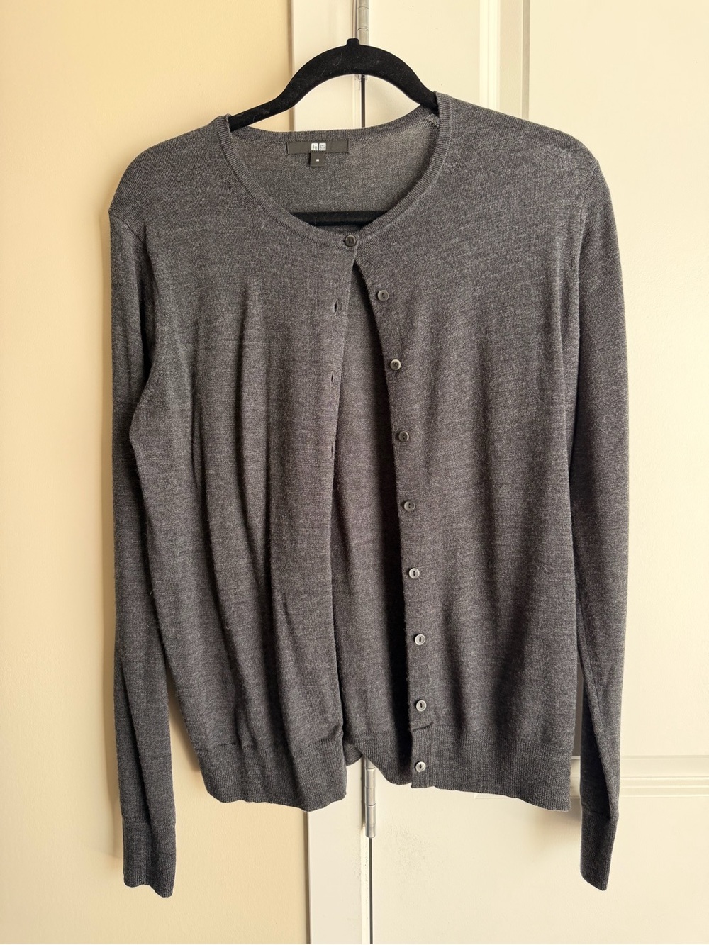 Uniqlo Dark Gray Women's Button-Front Crewneck Cardigan